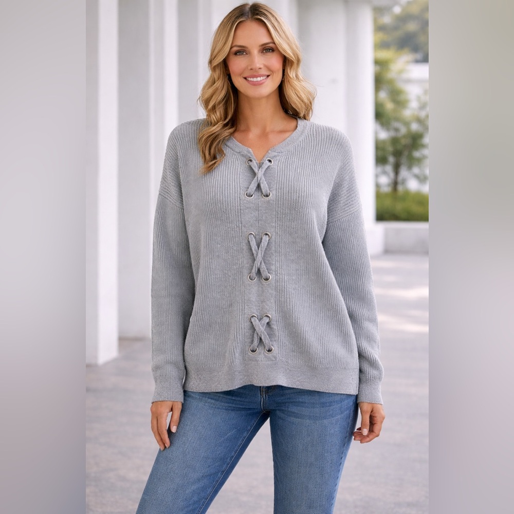 Michael Kors Women’s Gray Knit Sweater Size XL Long Sleeve Pullover Soft